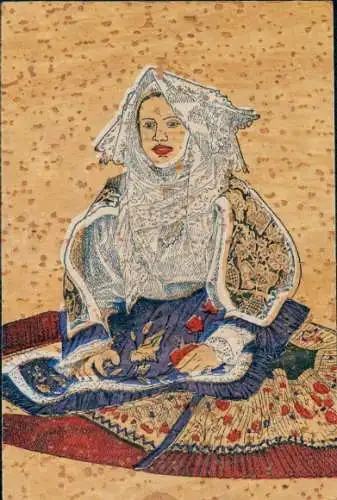 Material Ak Sennori Sardegna, Italienische Tracht, Frau-Portrait
