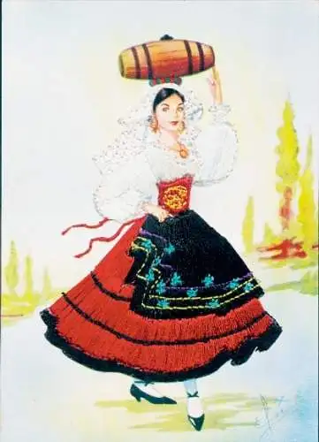 Seidenstick Künstler Ak Lucania, Italienische Tracht, Frau-Portrait