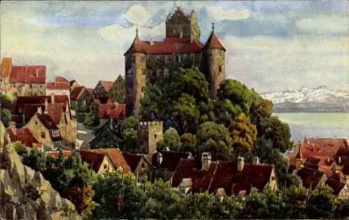 Künstler Ak Marschall, V., Meersburg am Bodensee, Schloss, Säntis