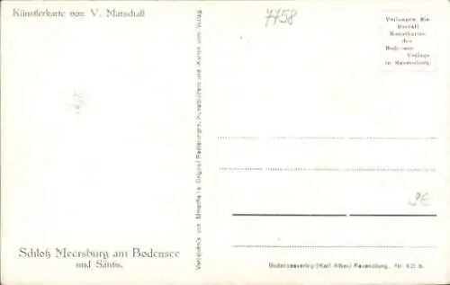 Künstler Ak Marschall, V., Meersburg am Bodensee, Schloss, Säntis