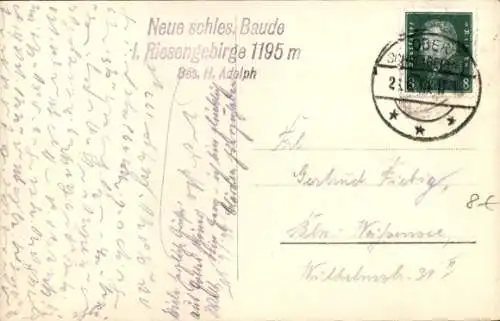 Ak Schlesische Riesengebirge Schlesien, Neue schlesische Baude, Bes. H. Adolph