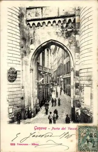 Ak Genova Genua Ligurien, Porta del Vacca, Straßenansicht