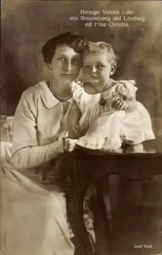 Ak Prinzessin Victoria Luise von Preußen, Herzogin von Braunschweig, Prinz Christian