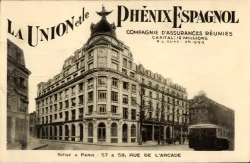 Ak Paris VIIIe Élysée, Rue de l'Arcade, Union und der spanische Phoenix