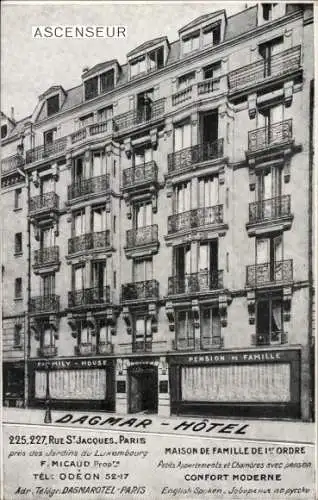 Ak Paris Panthéon, Dagmar Hotel, 225 Rue Saint Jacques