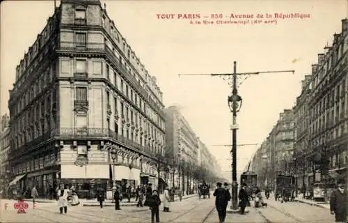 Ak Paris XI, Avenue de la République, Rue Oberkampf