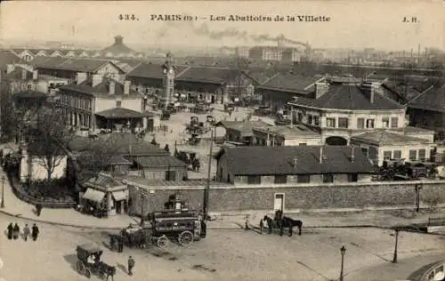 Ak Paris XIX, Die Schlachthöfe von la Villette