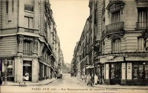 Ak Paris 17, Rue Rennequin, aufgenommen von der Fourcroy-Kreuzung