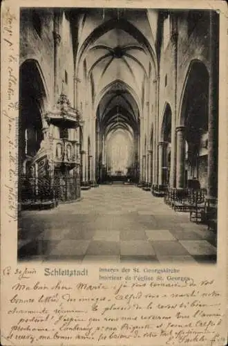 Ak Sélestat Schlettstadt Elsass Bas Rhin, St. Georgskirche, Inneres