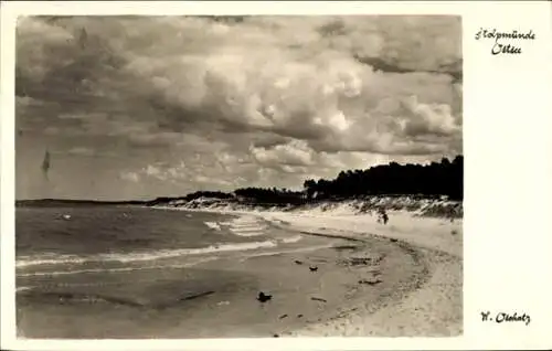 Ak Ustka Stolpmünde Pommern, Strand