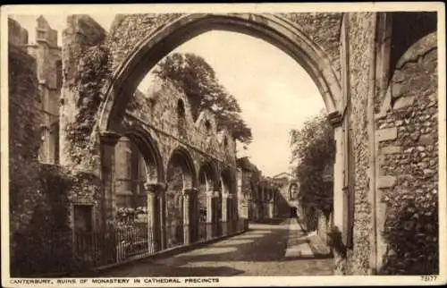 Ak Canterbury Kent England, Ruine of Monastery in Cathedral Precints