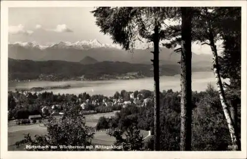 Ak Pörtschach am Wörther See Kärnten, Panorama mit Mittagskogel, Ort