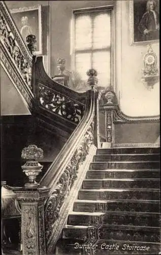 Ak Dunster Somerset England, Schloss, Treppe