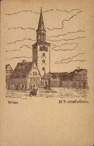 Künstler Ak Jelgava Mitau Lettland, St. Trinitatiskirche