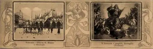 Ak Venezia Venedig Veneto, Markusdom, Uhrenturm, Gemälde L'Assunta e angeli, Tiziano