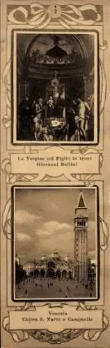 Ak Venezia Venedig Veneto, Markusdom, Glockenturm, Gemälde La Vergine col Figlio in trono, Bellini