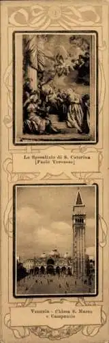 Ak Venezia Venedig Veneto, Markusdom, Glockenturm, Gemälde Le Sposalizio di S. Caterina, P. Veronese