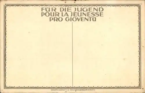 Künstler Ak Schweiz, Kinder und Frau lesend auf einer Wiese, Für die Jugend