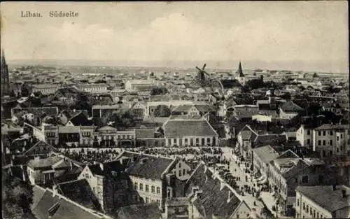 Ak Liepaja Libau Lettland, Südseite, Gesamtansicht