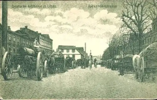 Ak Liepaja Libau Lettland, Deutsche Artillerie, Alexanderstraße