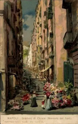 Künstler Ak Napoli Neapel Campania, Gradoni di Chiaia, Blumenmarkt