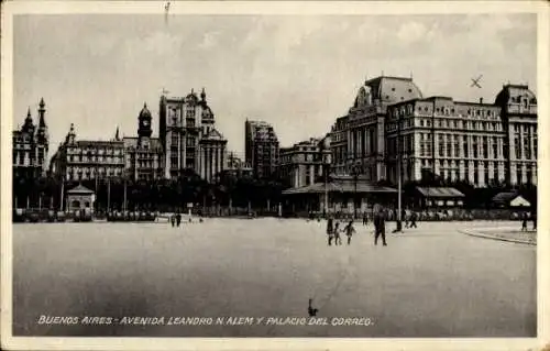 Ak Buenos Aires Argentinien, Avenida Leandro N. Alem, Postgebäude