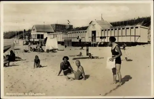 Ak Camperduin Alkmaar Nordholland Niederlande, Badpaviljoen, Strandszene