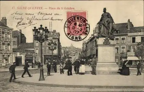 Ak Saint Quentin Aisne, Place du 8 Octobre