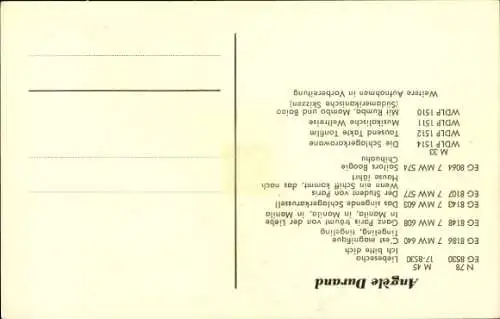 Ak Sängerin Angèle Durand, Portrait, Autogramm