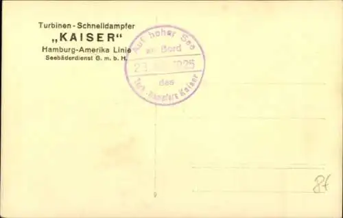 Foto Ak Turbinen-Schnelldampfer Kaiser, HAPAG Seebäderdienst