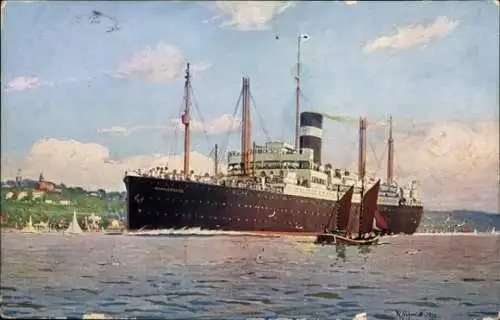 Künstler Ak Passagierdampfer SS Minnekahda, American Line, Atlantic Transport Line