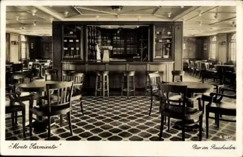Ak Passagierschiff MS Monte Sarmiento, HSDG, Bar im Rauchsalon