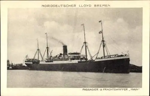 Ak Passagier- und Frachtdampfer Main, Norddeutscher Lloyd Bremen