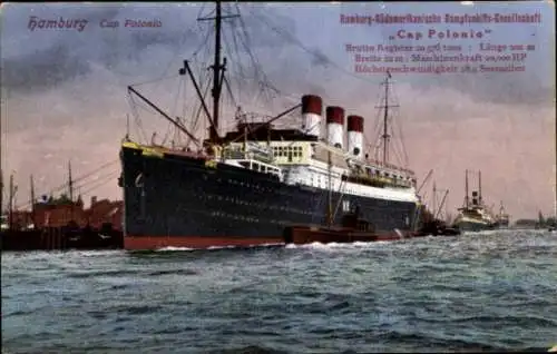 Ak Dampfer Cap Polonio, HSDG, im Hamburger Hafen