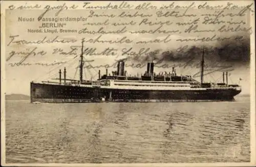 Ak Passagierdampfer Berlin, Norddeutscher Lloyd Bremen