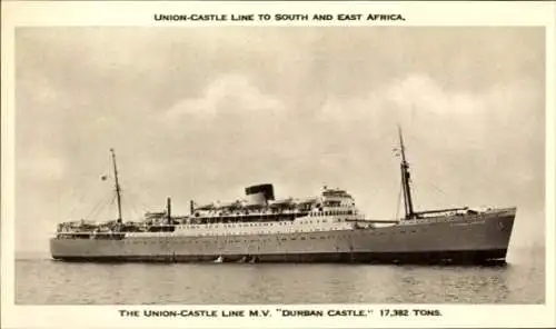 Ak Passagierschiff MV Durban Castle, Union Castle Line UC