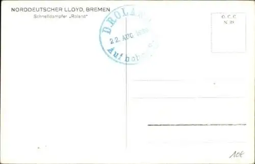 Ak Schnelldampfer Roland, Norddeutscher Lloyd Bremen, Seebäderdienst