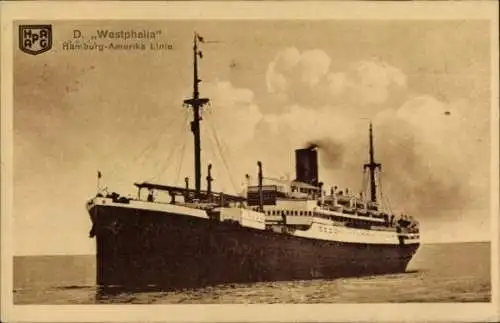 Ak Dampfer Westphalia, HAPAG Hamburg Amerika Linie