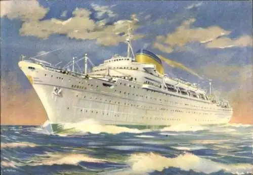 Künstler Ak Passagierschiff MV Africa, Lloyd Triestino