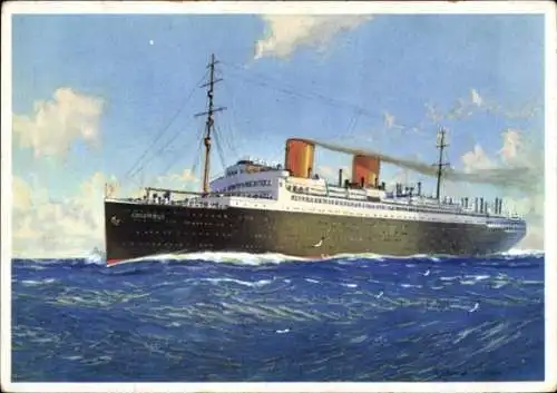 Künstler Ak Doppelschrauben-Schnelldampfer Columbus, Norddeutscher Lloyd Bremen