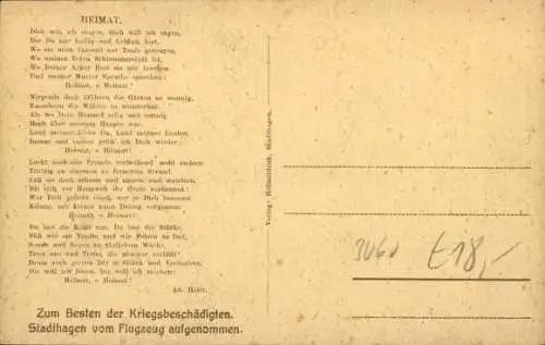 Ak Stadthagen, Fliegeraufnahme, Gesamtansicht, Gedicht Heimat