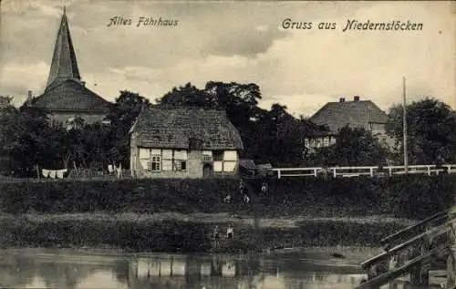 Ak Niedernstöcken Neustadt am Rübenberge, Altes Fährhaus, Kirche