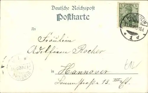 Litho Hildesheim in Niedersachsen, Kaiser Wilhelm Reiterdenkmal, Enthüllungsfeier 15.10.1900