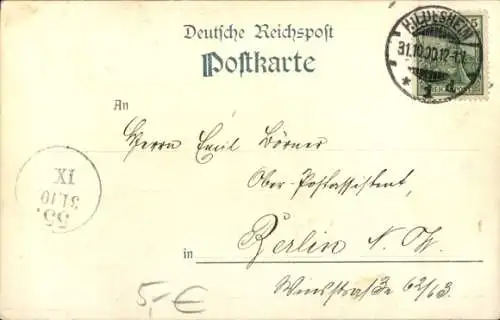 Litho Hildesheim in Niedersachsen, Kaiser Wilhelm Reiterdenkmal, Enthüllungsfeier 15.10.1900