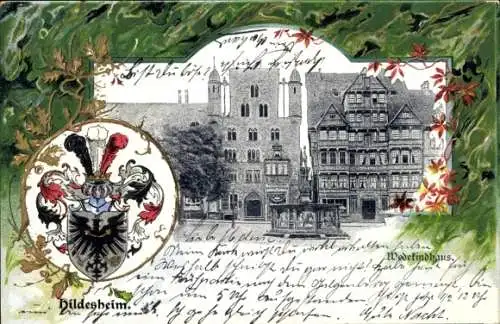 Präge Wappen Passepartout Ak Hildesheim in Niedersachsen, Wedekindhaus
