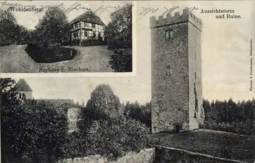 Ak Silium Holle in Niedersachsen, Burg Wohldenberg, Aussichtsturm, Ruine, Kurhaus E. Riechers