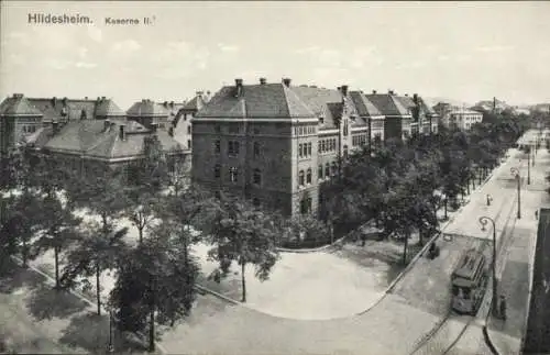 Ak Hildesheim Niedersachsen, Kaserne II, Straßenbahn