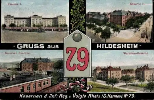 Ak Hildesheim, Inf. Reg. v. Voigts Rhetz 3. Hannoversches Nr. 79, Waterloo Kaserne, Baracken Kaserne