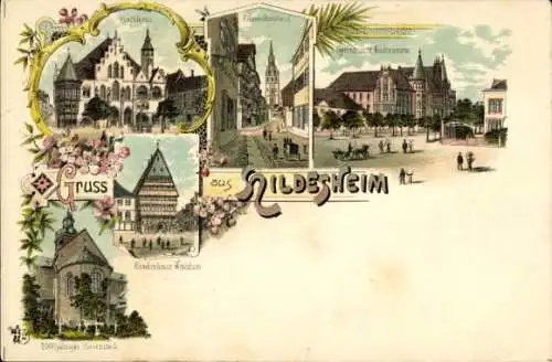 Litho Hildesheim, Rathaus, Knochenhaueramtshaus, Rosenstock, Gymnasium Andreanum