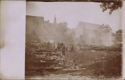 Foto Ak Bodenburg Bad Salzdetfurth in Niedersachsen, Brandkatastrophe, Blick vom Schattenberg aus